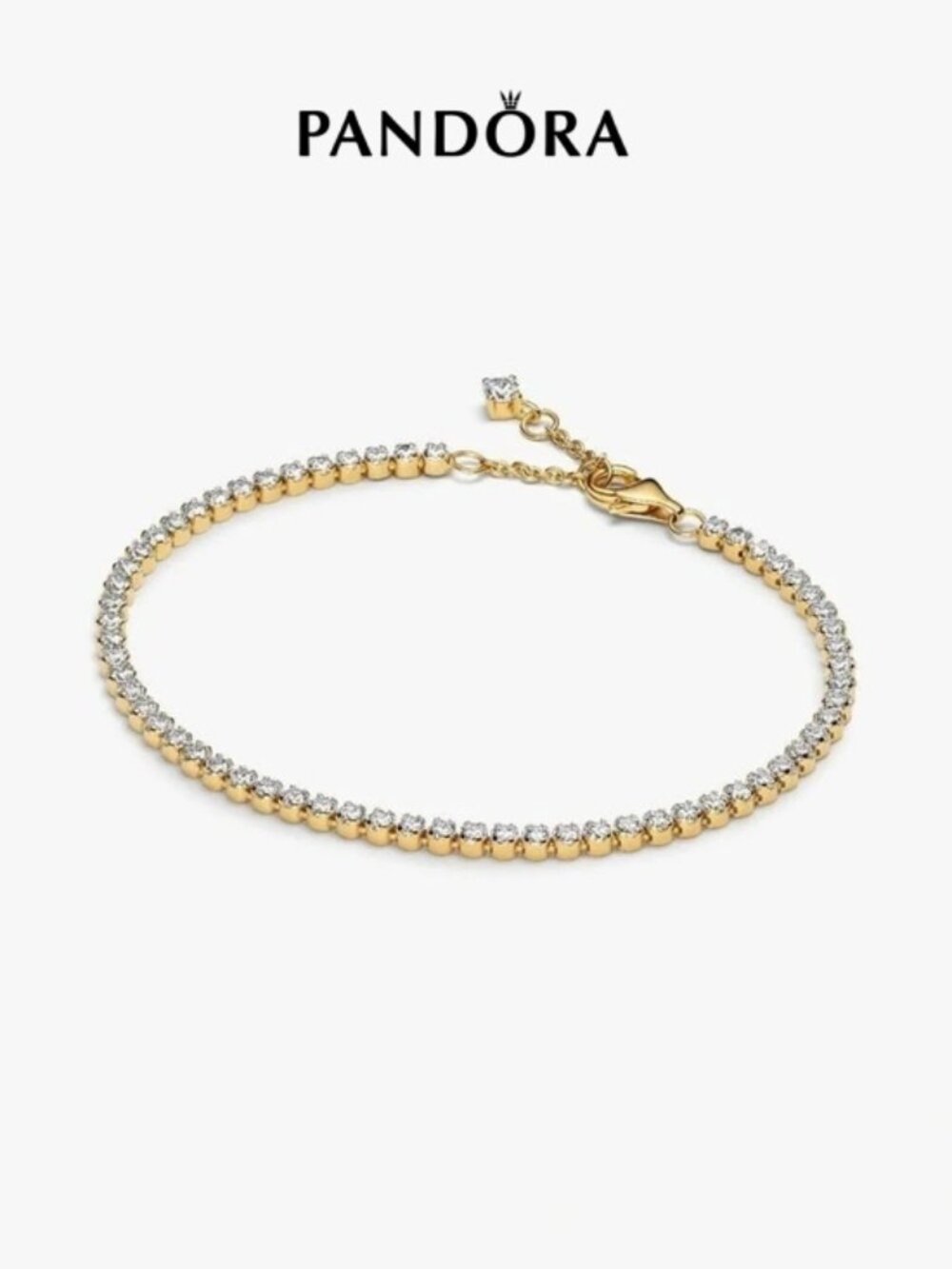 Pandora Gold and Clear Crystal Tennis Bracelet